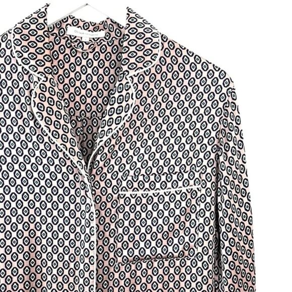 Olivia von Halle Poppy Zahra Printed Long-Sleeve Silk Sleepshirt - Picture 4 of 11